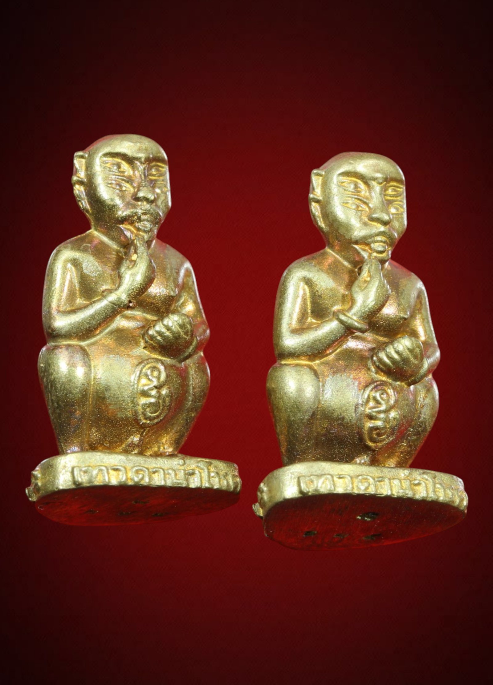 2 องค์สี่หูห้าตา เทวดานำโชค รุ่นแรก ปี 2558 วัดบ้านผึ้งนาเกลือ เนื้อสัมฤทธิ์กะไหล่ทอง ครูบาบุญยัง ร่วมปลุกเสก